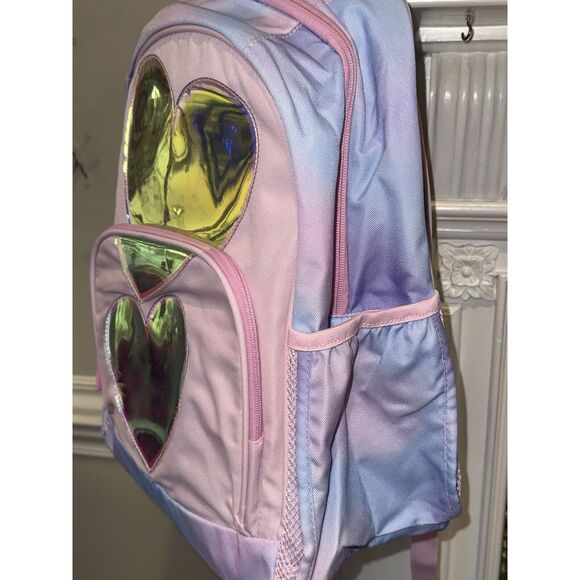 New Pottery Barn Mackenzie Iridescent Pink Purple HEARTS Backpack NO Monogram - Picture 3 of 7
